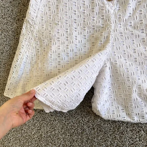 Anthropologie Women's Size 12 Eyelet Sleeveless Button-Front Romper Dress Lined - Picture 6 of 10